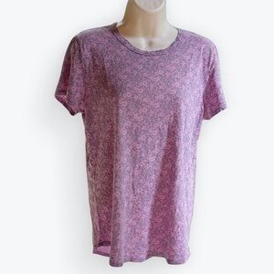 Gap Vintage Wash Floral Short-Sleeve Cotton Tee Pink & Gray Soft Garden Girl ~ M